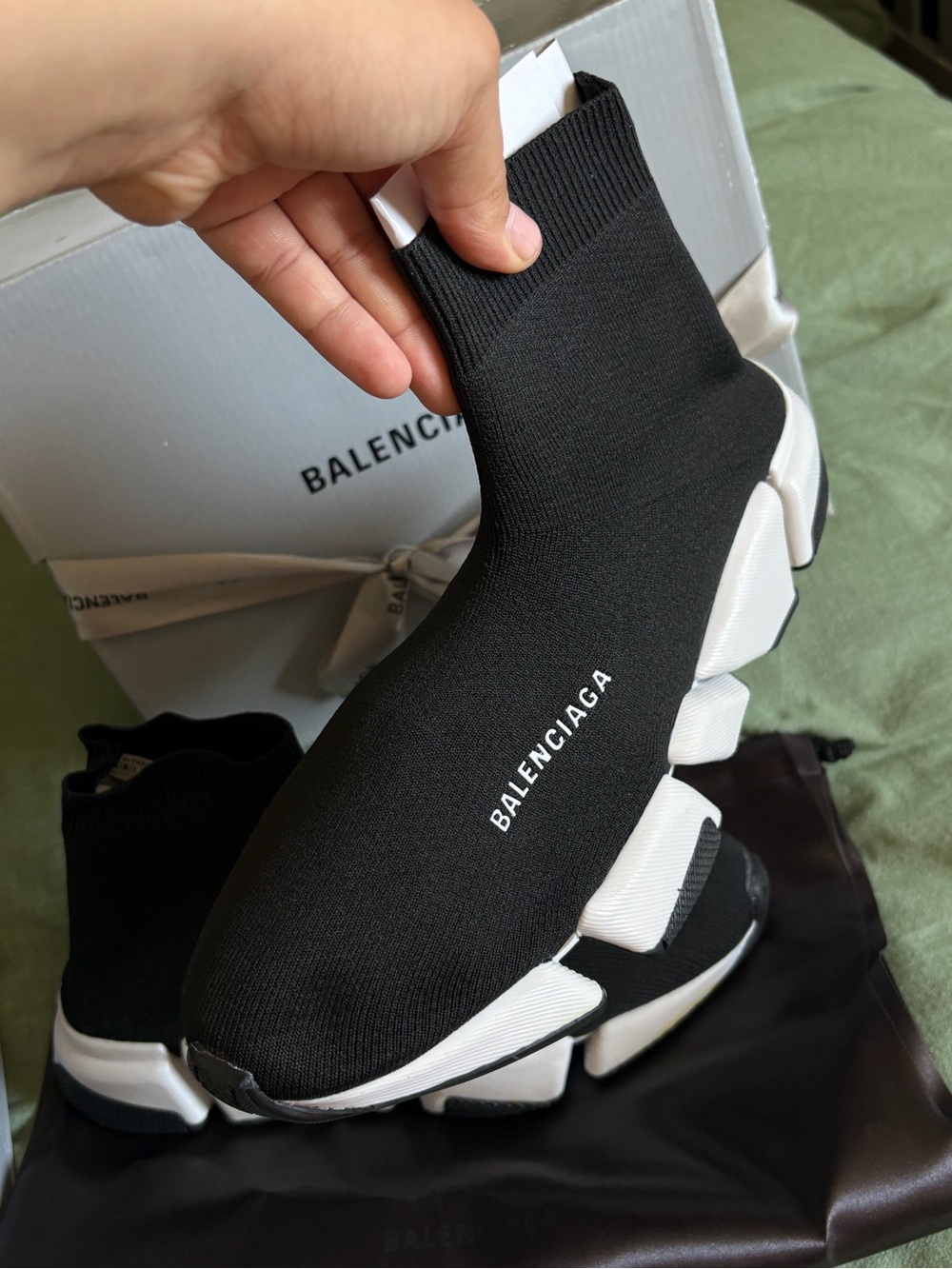 Black and White Speed Sock Sneakers - Picture 6 of 6